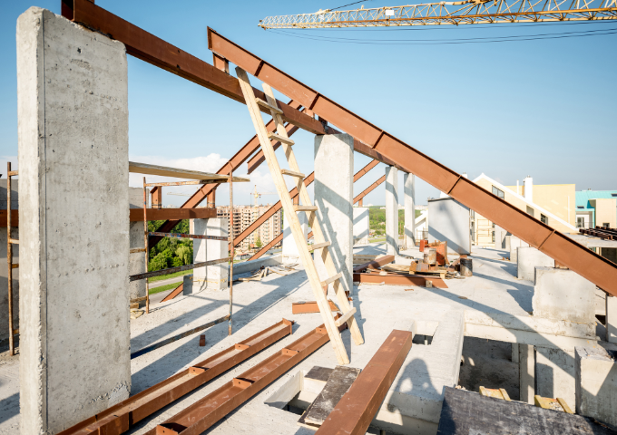 Roof of a school under construction